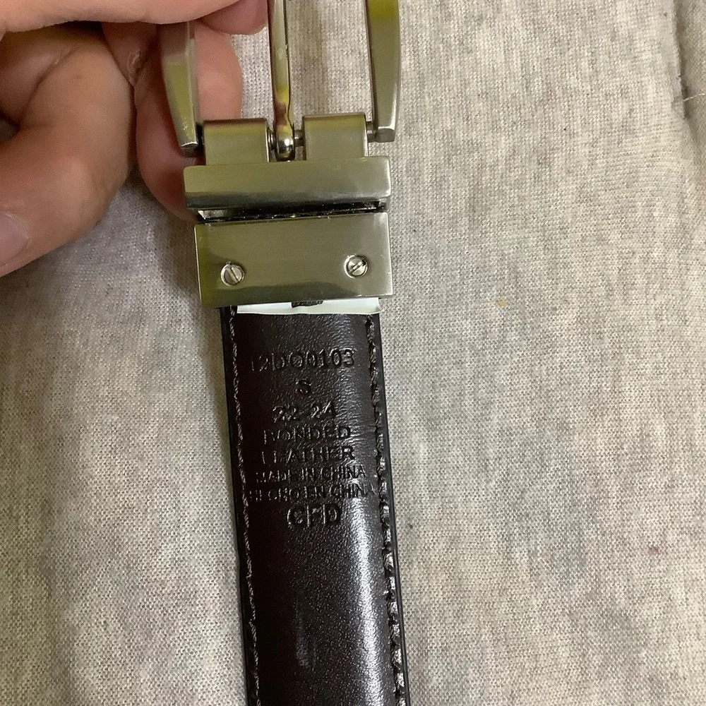 Dockers Reversible Bonded Leather Belt Sz 22-24 Nickel Black Brown